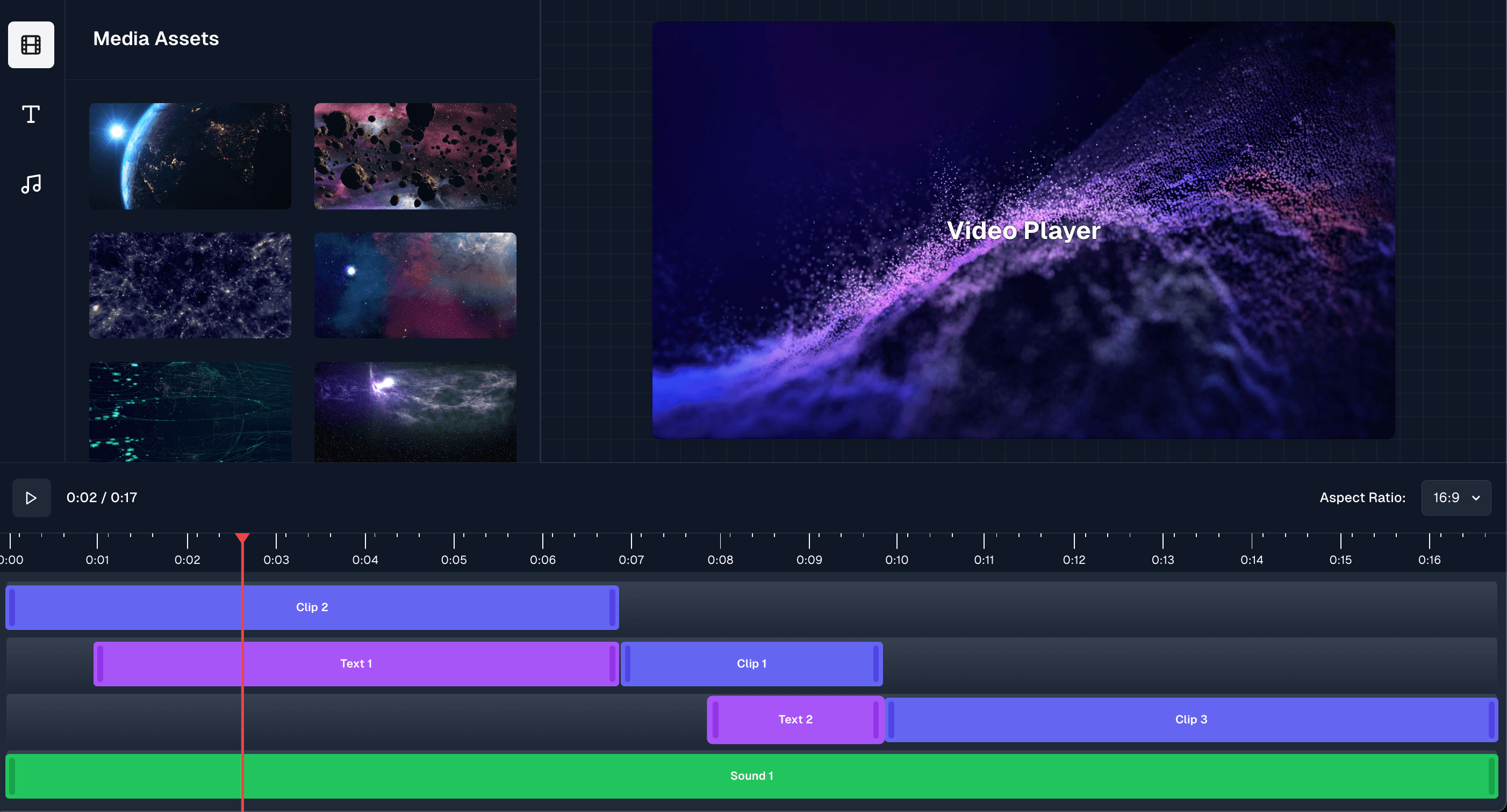 Video editor dashboard